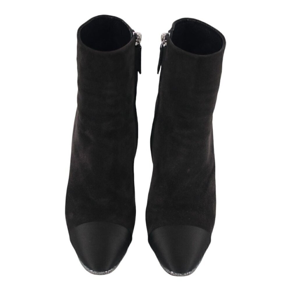 Chanel Suede Interlocking CC Logo High Heel Ankle Booties - Picture 3 of 11